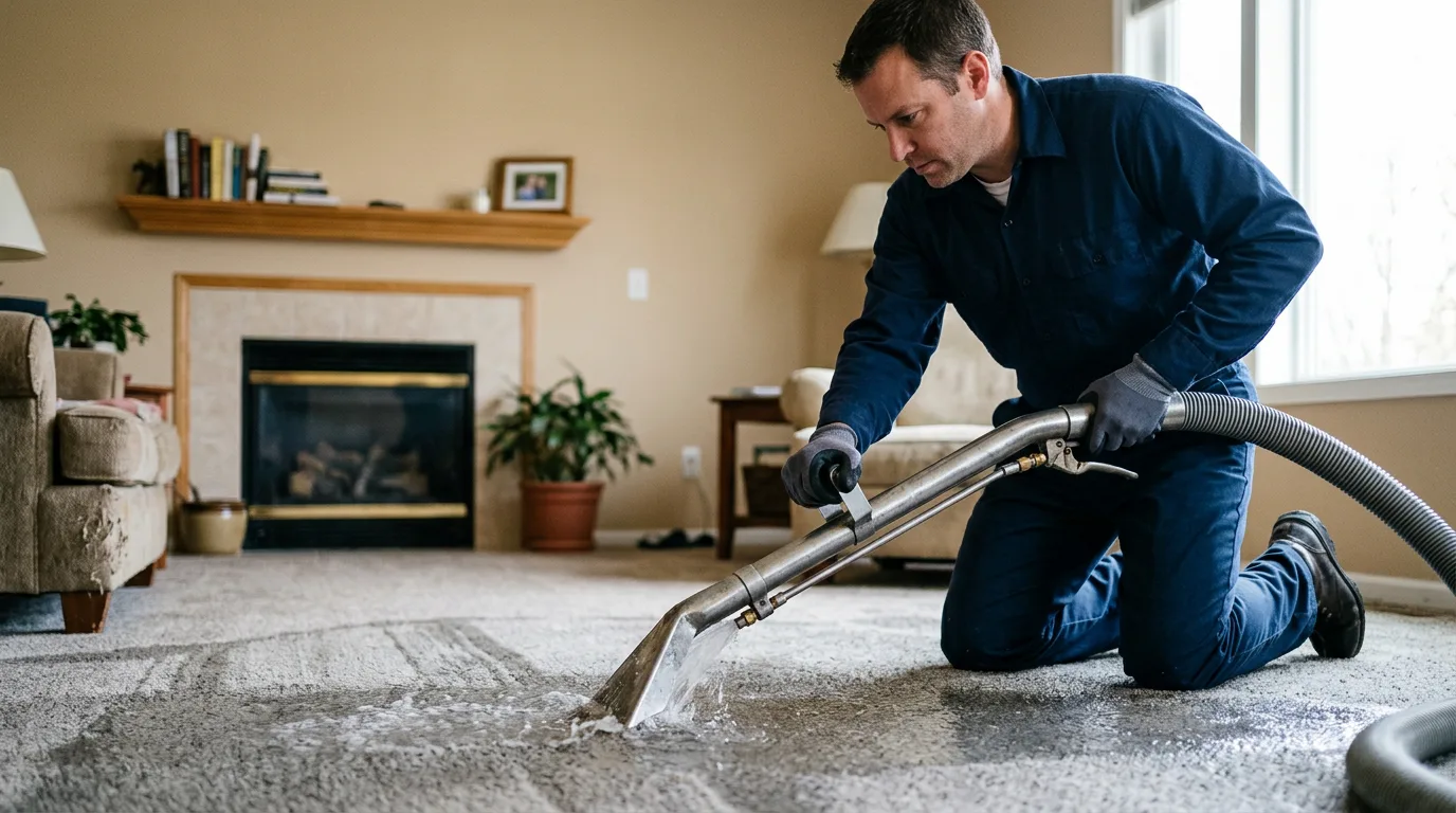 Water damage restoration technician working near Tony, WI